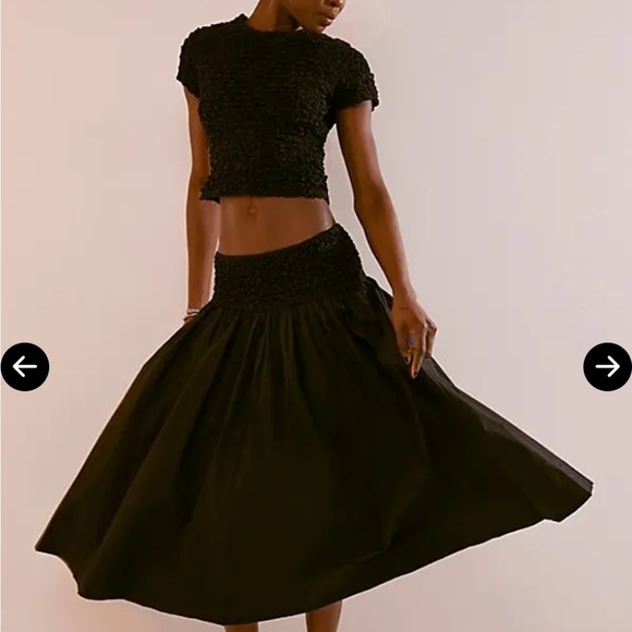 Free People Black Crop Top and midi skirt set - Picture 2 of 13